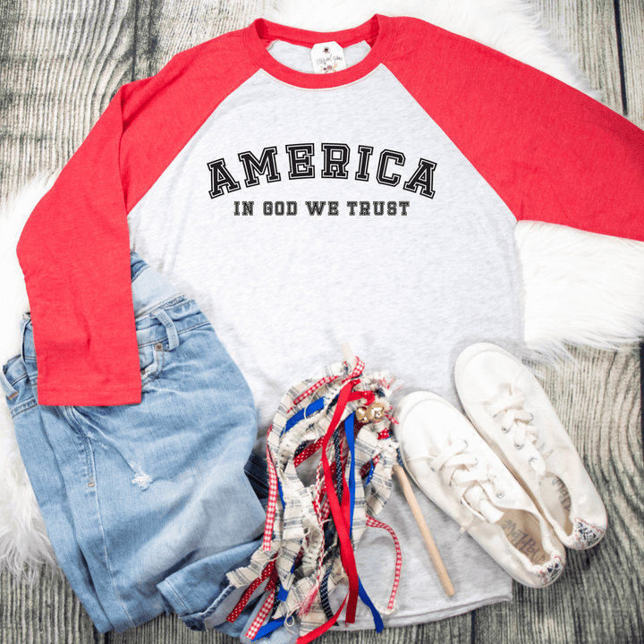 ellyandgrace 6051 America: In God We Trust Raglan