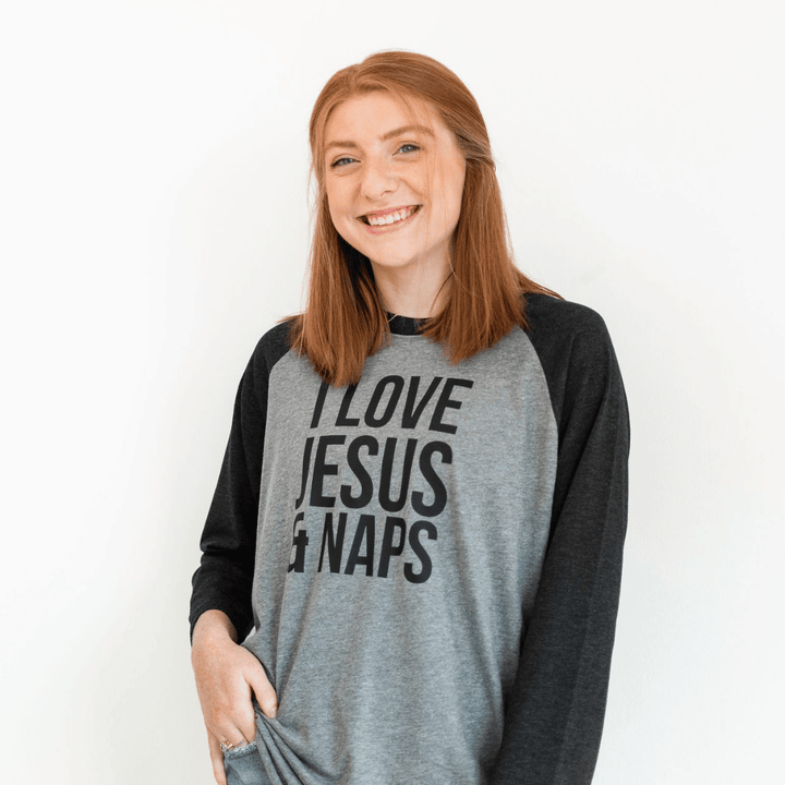 ellyandgrace 6051 I Love Jesus and Naps Raglan