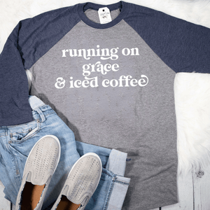 Running On Grace and Iced Coffee Raglan