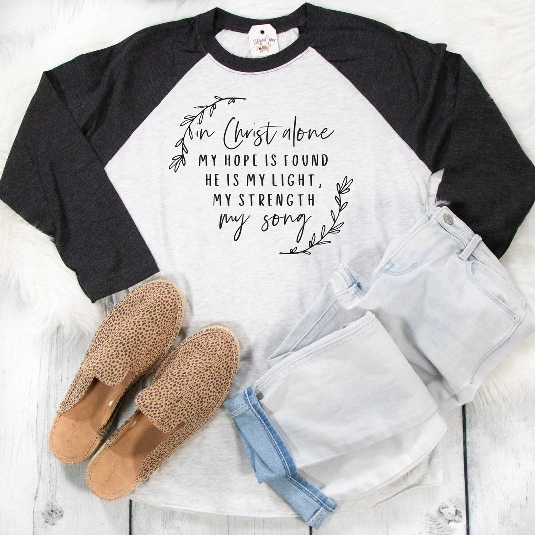 ellyandgrace 6051 Unisex XS / Black/White In Christ Alone Raglan