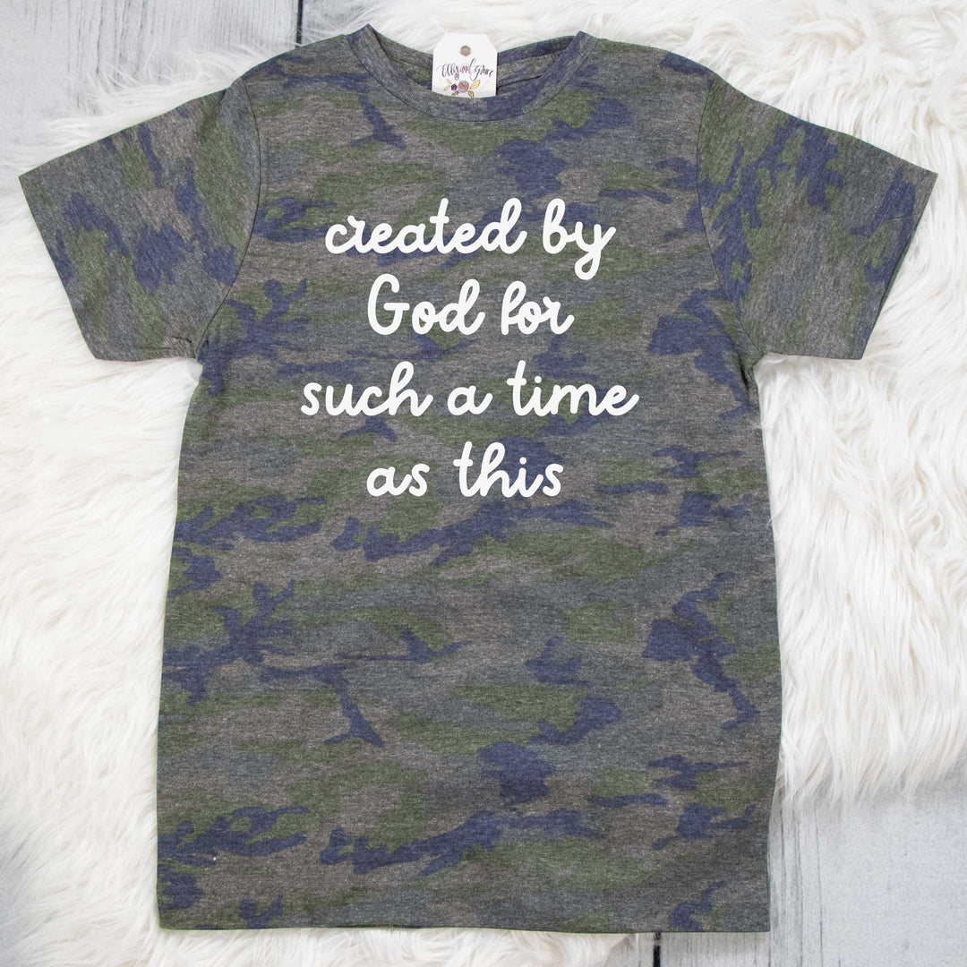 ellyandgrace 6101 Unisex Youth Small / Vintage Camo Created by God Unisex Youth Shirt