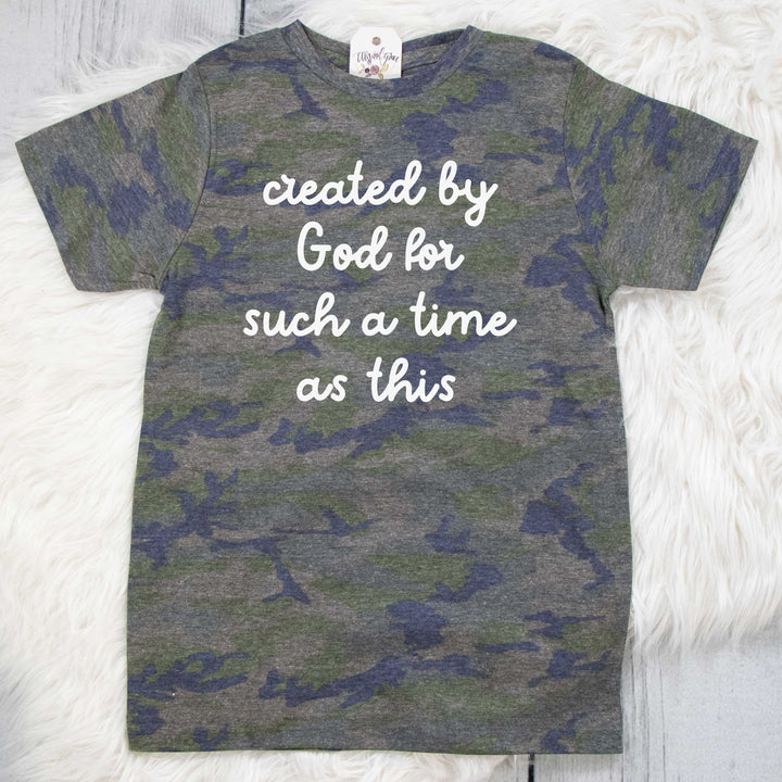 ellyandgrace 6101 Unisex Youth Small / Vintage Camo Created by God Unisex Youth Shirt