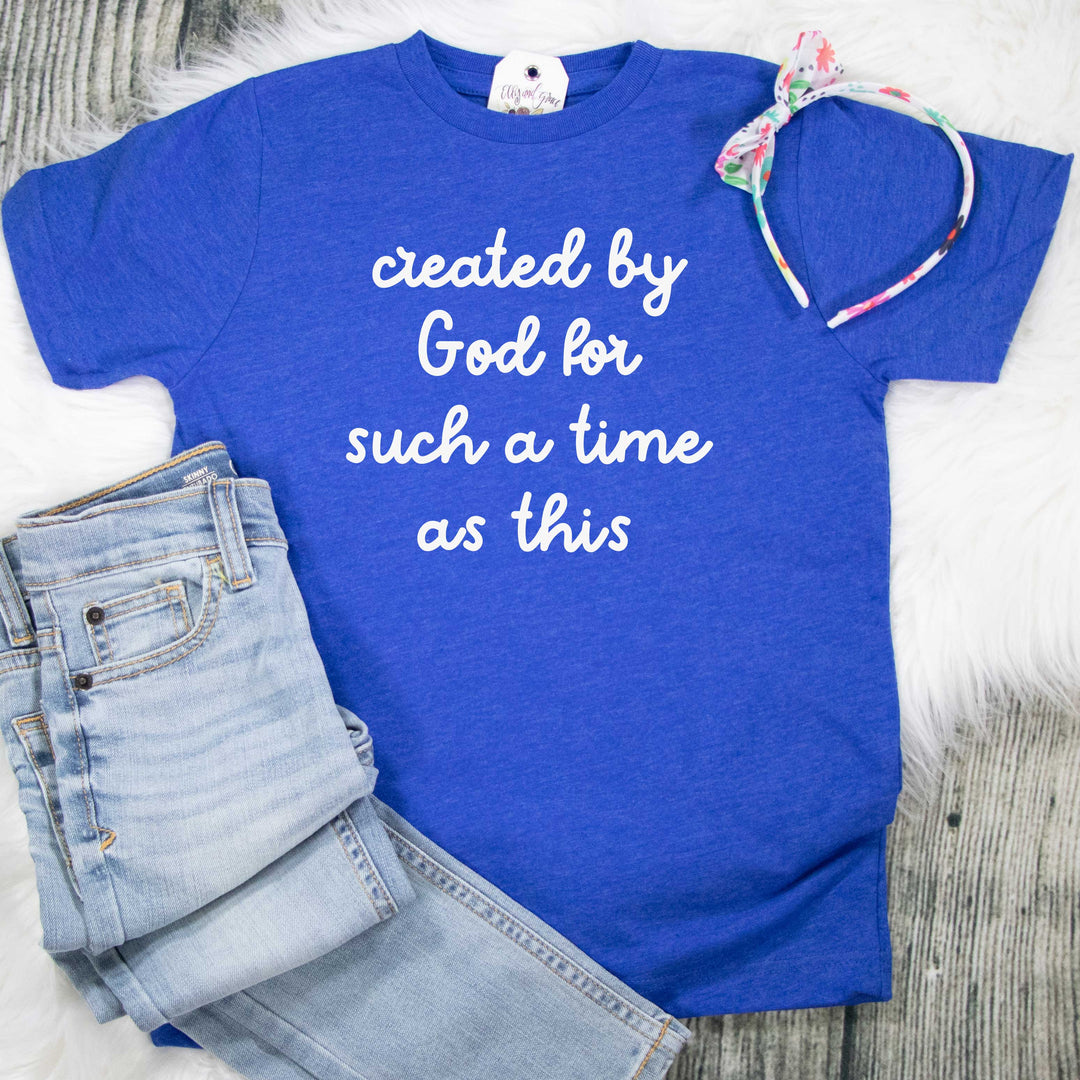 ellyandgrace 6101 Unisex Youth Small / Vintage Royal Created by God Unisex Youth Shirt