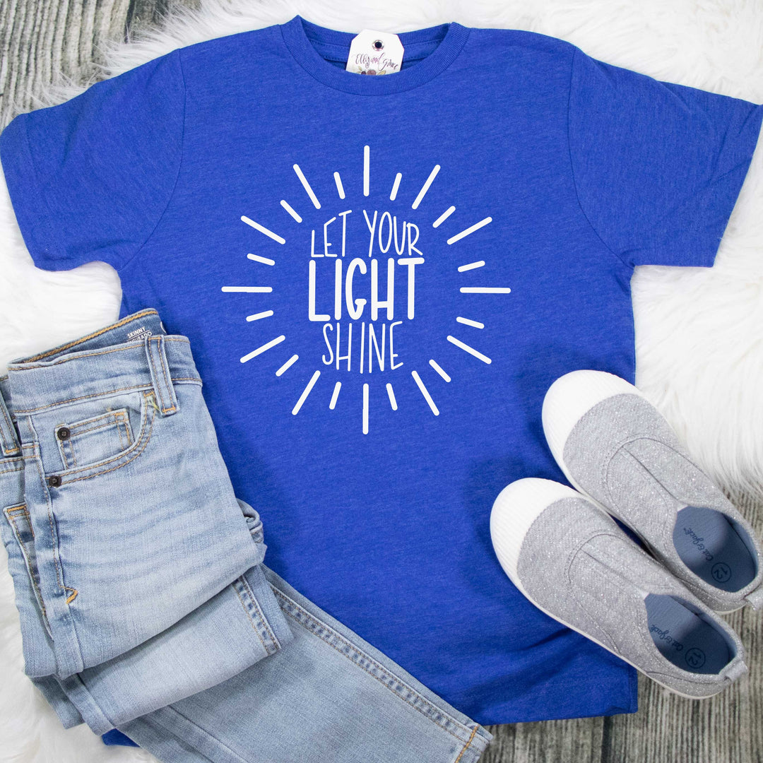 ellyandgrace 6101 Unisex Youth Small / Vintage Royal Let Your Light Shine Unisex Youth Shirt