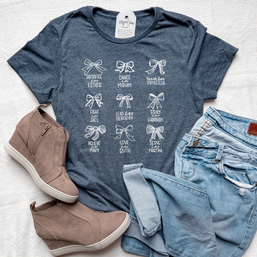 ellyandgrace 64000L Bow Women of the Bible Ladies Fit Short Sleeve Shirt