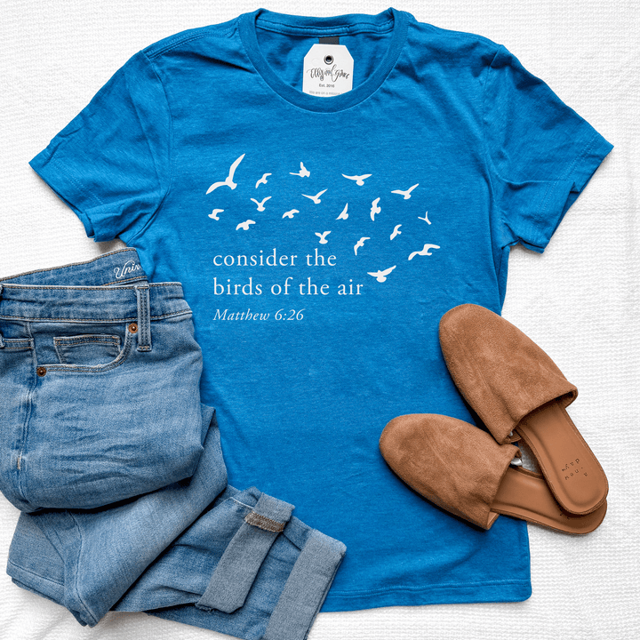 ellyandgrace 64000L Consider The Birds Ladies Fit Short Sleeve Shirt