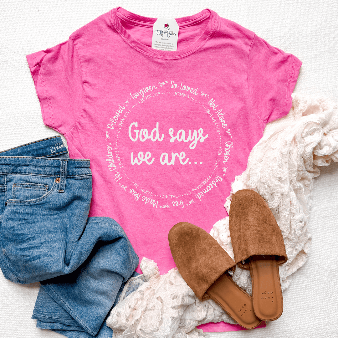 ellyandgrace 64000L God Says We Are Ladies Fit Short Sleeve Shirt