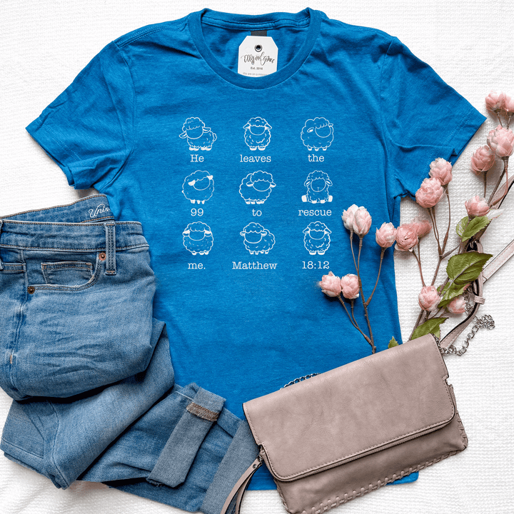 ellyandgrace 64000L He Leaves The 99 Sheep Ladies Fit Short Sleeve Shirt