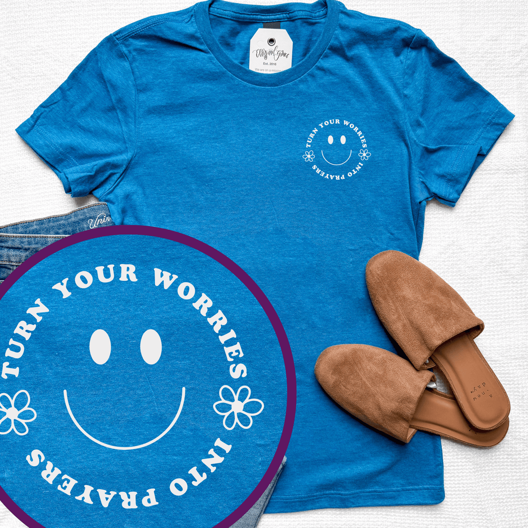 ellyandgrace 64000L Turn Your Worries Into Prayers Ladies Fit Short Sleeve Shirt