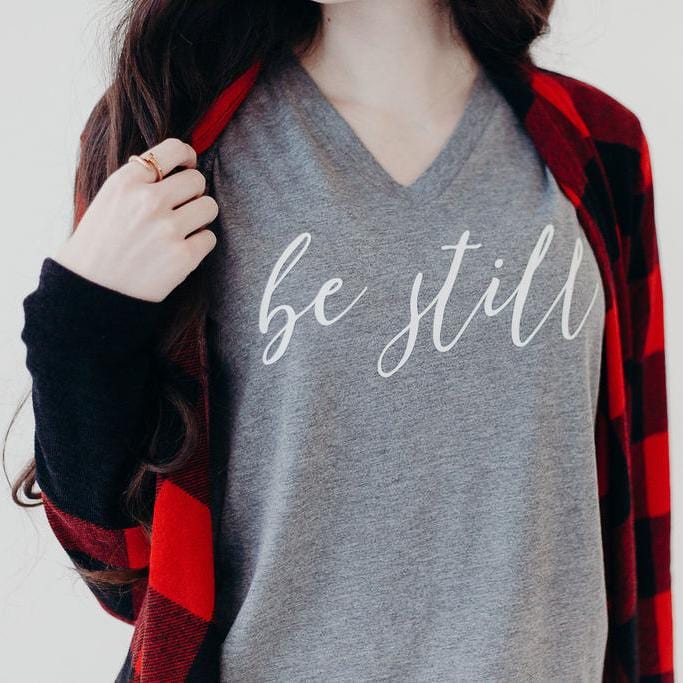 ellyandgrace 6405 Be Still Relaxed Ladies Vneck
