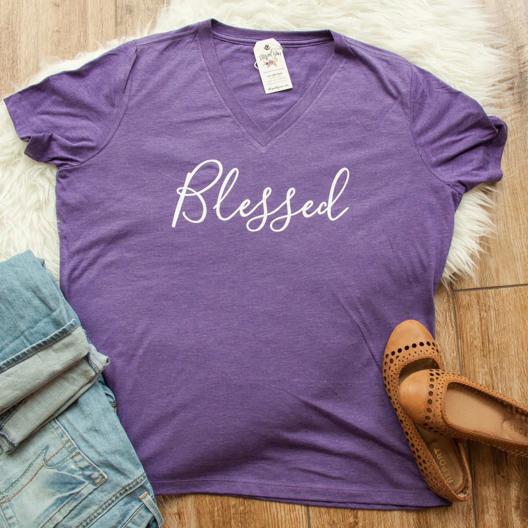 ellyandgrace 6405 Blessed Relaxed Ladies Vneck