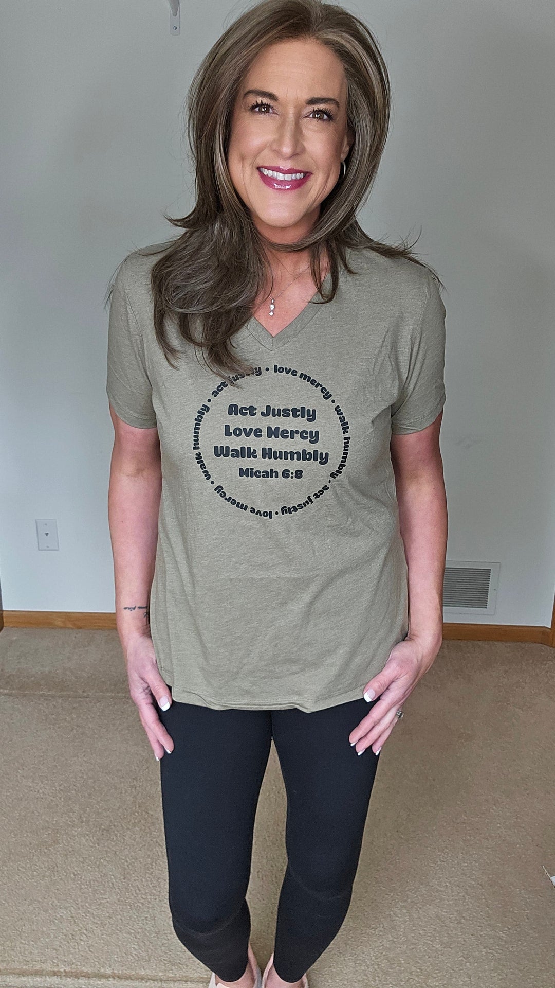 ellyandgrace 6405 Circle Micah 6:8 Relaxed Ladies V-Neck