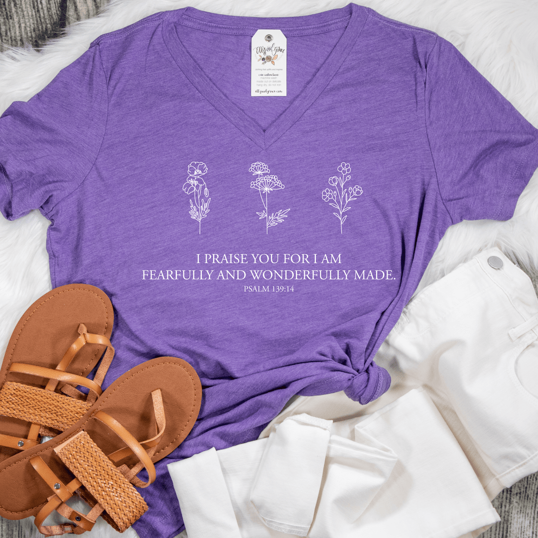 ellyandgrace 6405 I Praise You Ladies V-Neck