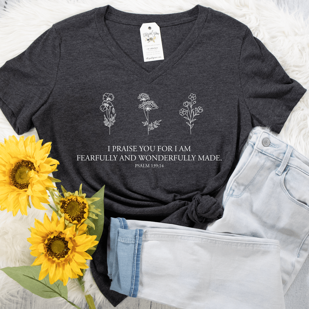 ellyandgrace 6405 I Praise You Ladies V-Neck