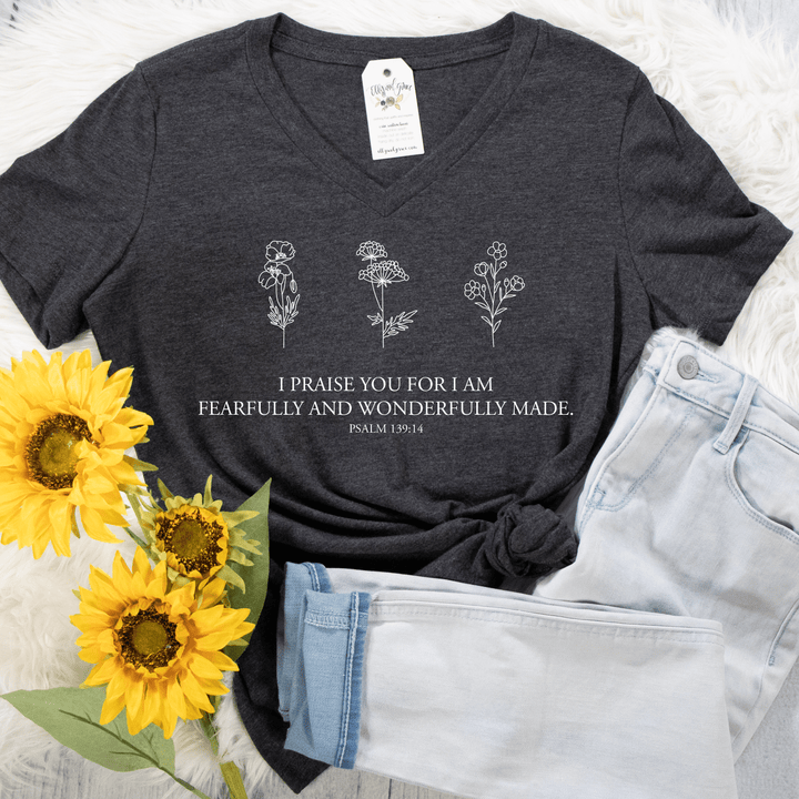 ellyandgrace 6405 I Praise You Ladies V-Neck