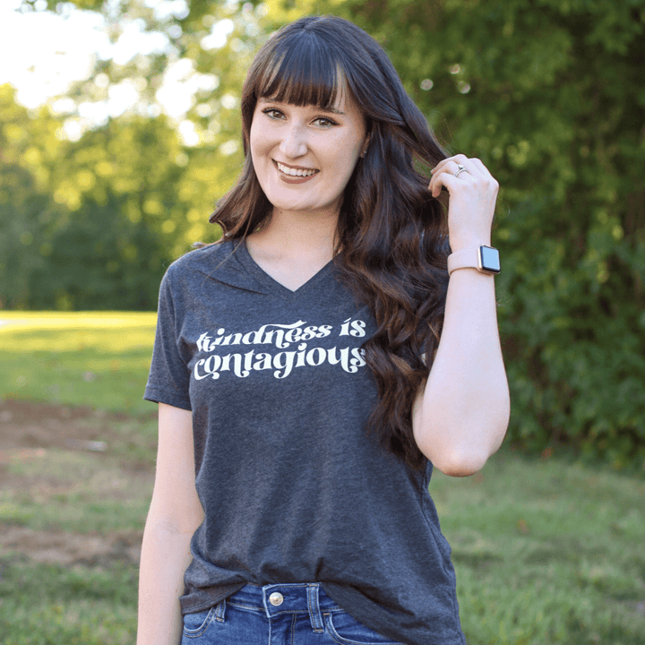 ellyandgrace 6405 Kindness is Contagious Relaxed Ladies Vneck