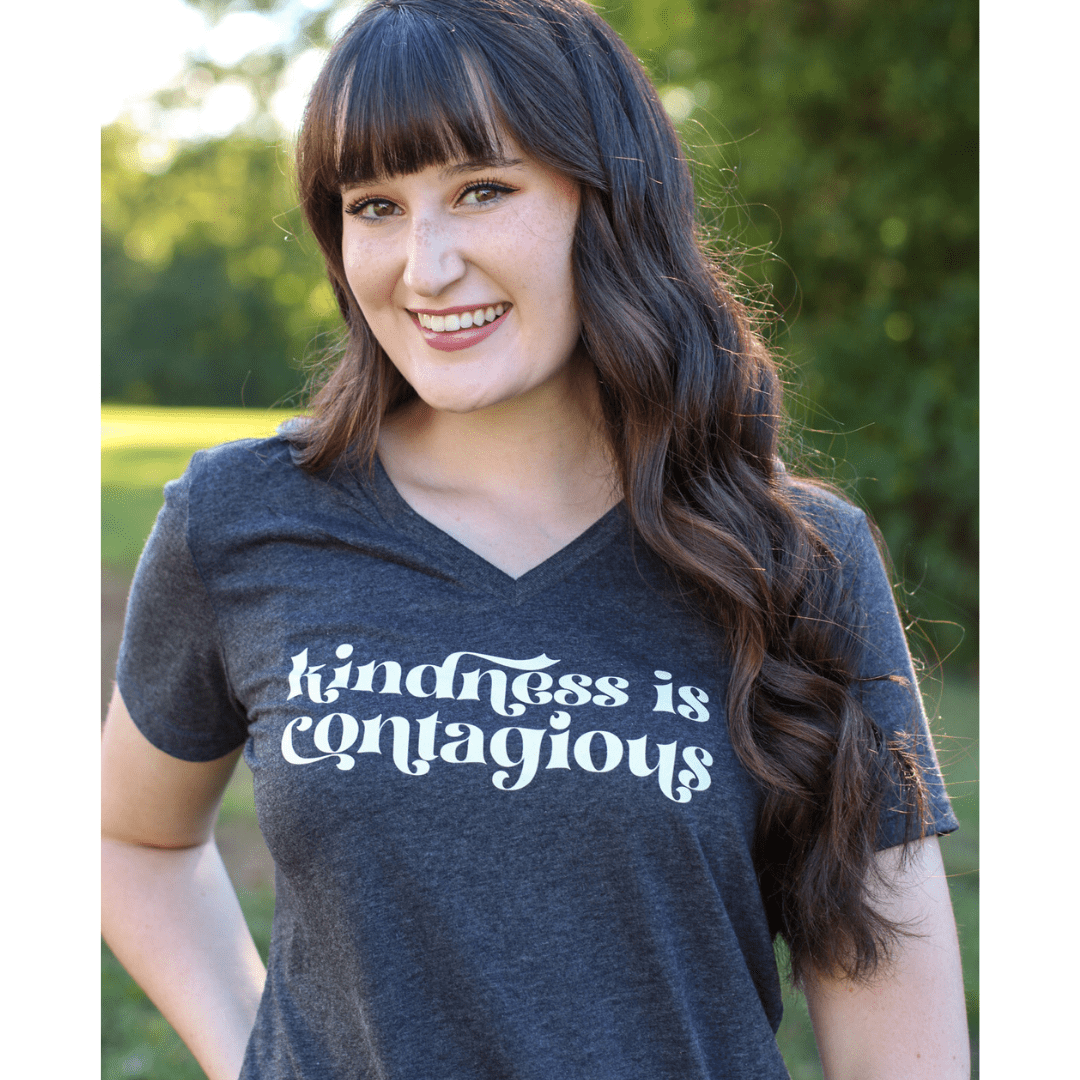 ellyandgrace 6405 Kindness is Contagious Relaxed Ladies Vneck