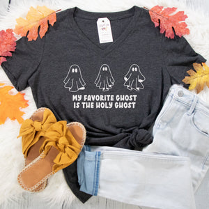 My Favorite Ghost Is The Holy Ghost NEW Relaxed Ladies Vneck