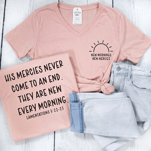New Morning New Mercies Ladies V-Neck