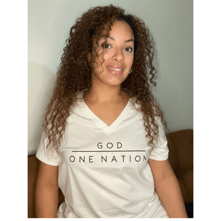 ellyandgrace 6405 One Nation Under God Ladies V-Neck