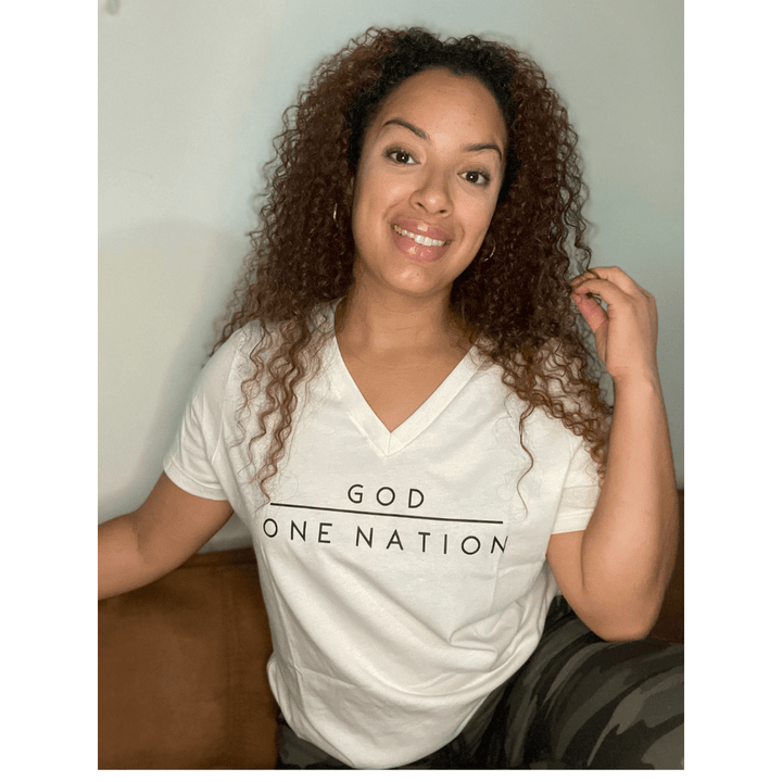 ellyandgrace 6405 One Nation Under God Ladies V-Neck