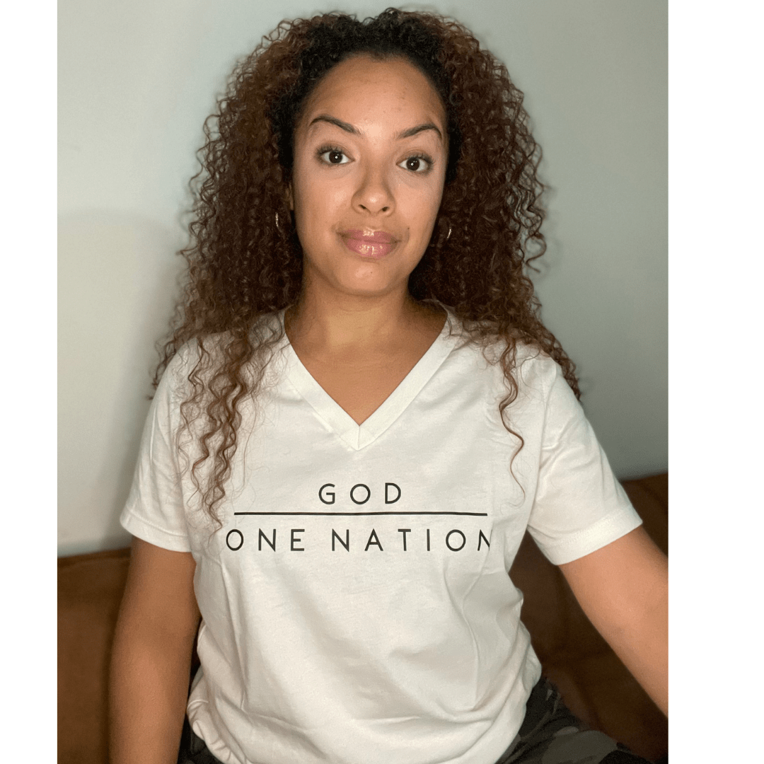 ellyandgrace 6405 One Nation Under God Ladies V-Neck