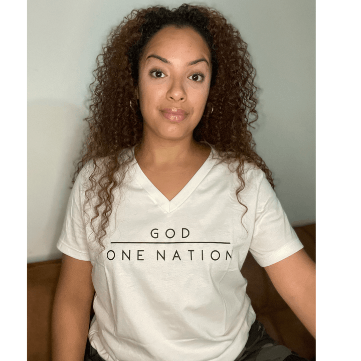 ellyandgrace 6405 One Nation Under God Ladies V-Neck