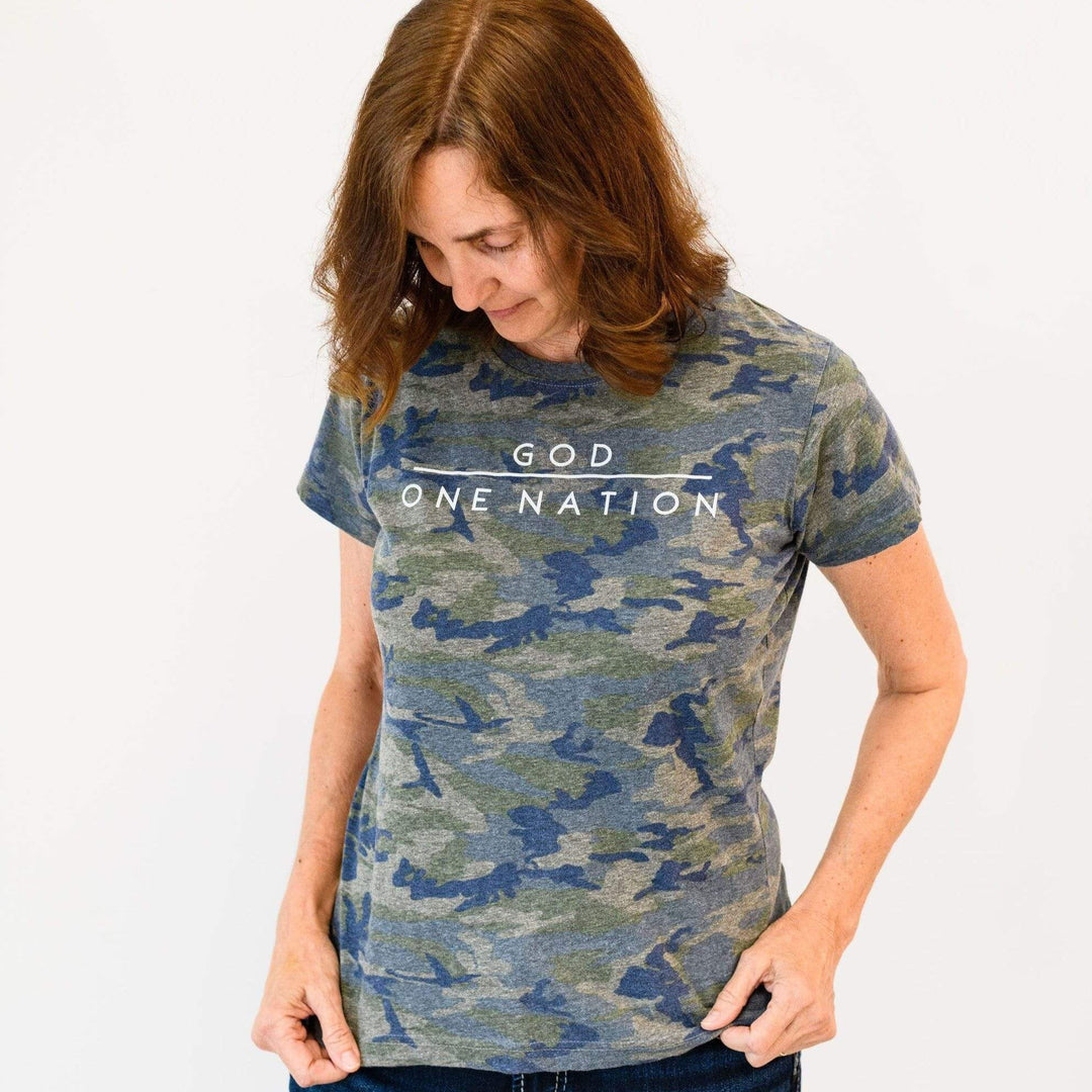 ellyandgrace 6901 One Nation Under God Camo Unisex Tee