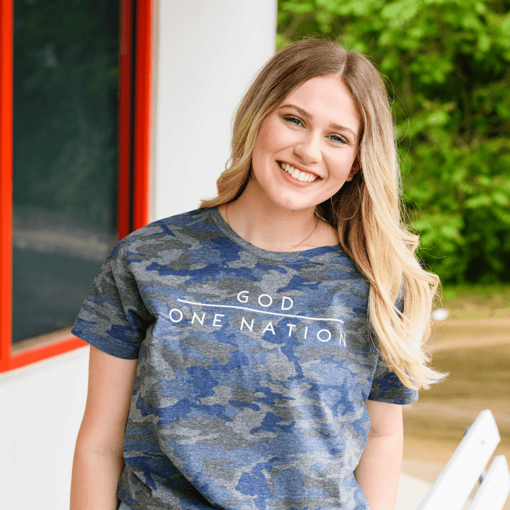 ellyandgrace 6901 One Nation Under God Camo Unisex Tee