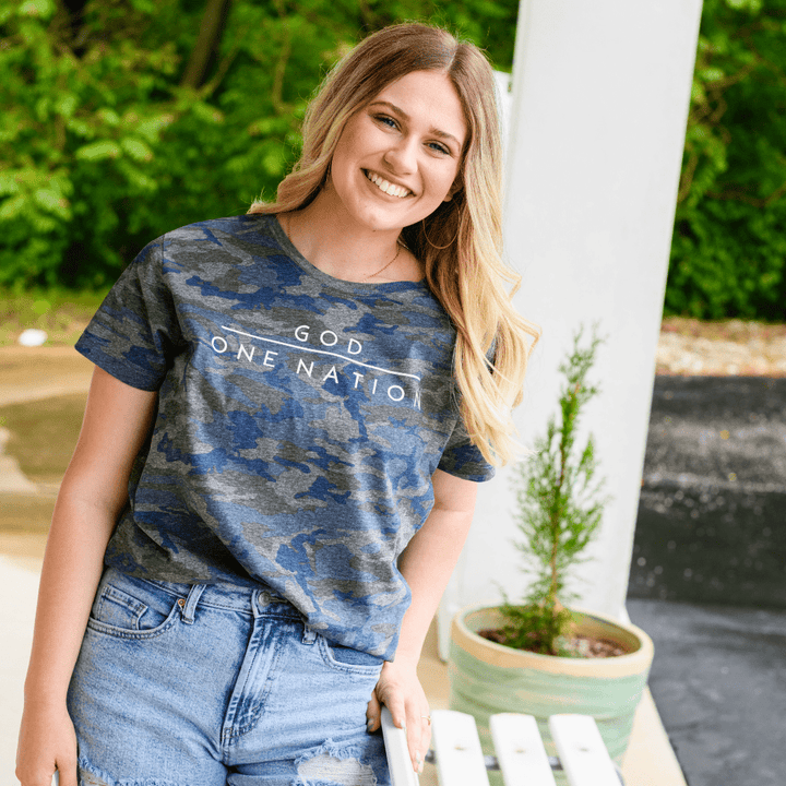 ellyandgrace 6901 One Nation Under God Camo Unisex Tee
