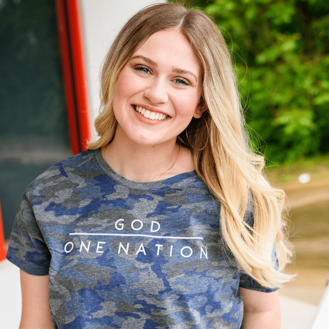 ellyandgrace 6901 One Nation Under God Camo Unisex Tee