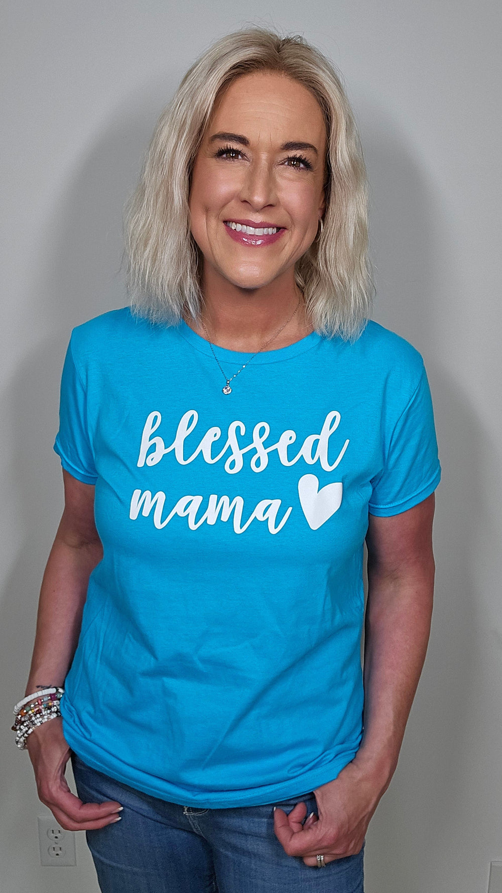 ellyandgrace 880 Blessed Mama Ladies Short Sleeve Shirt