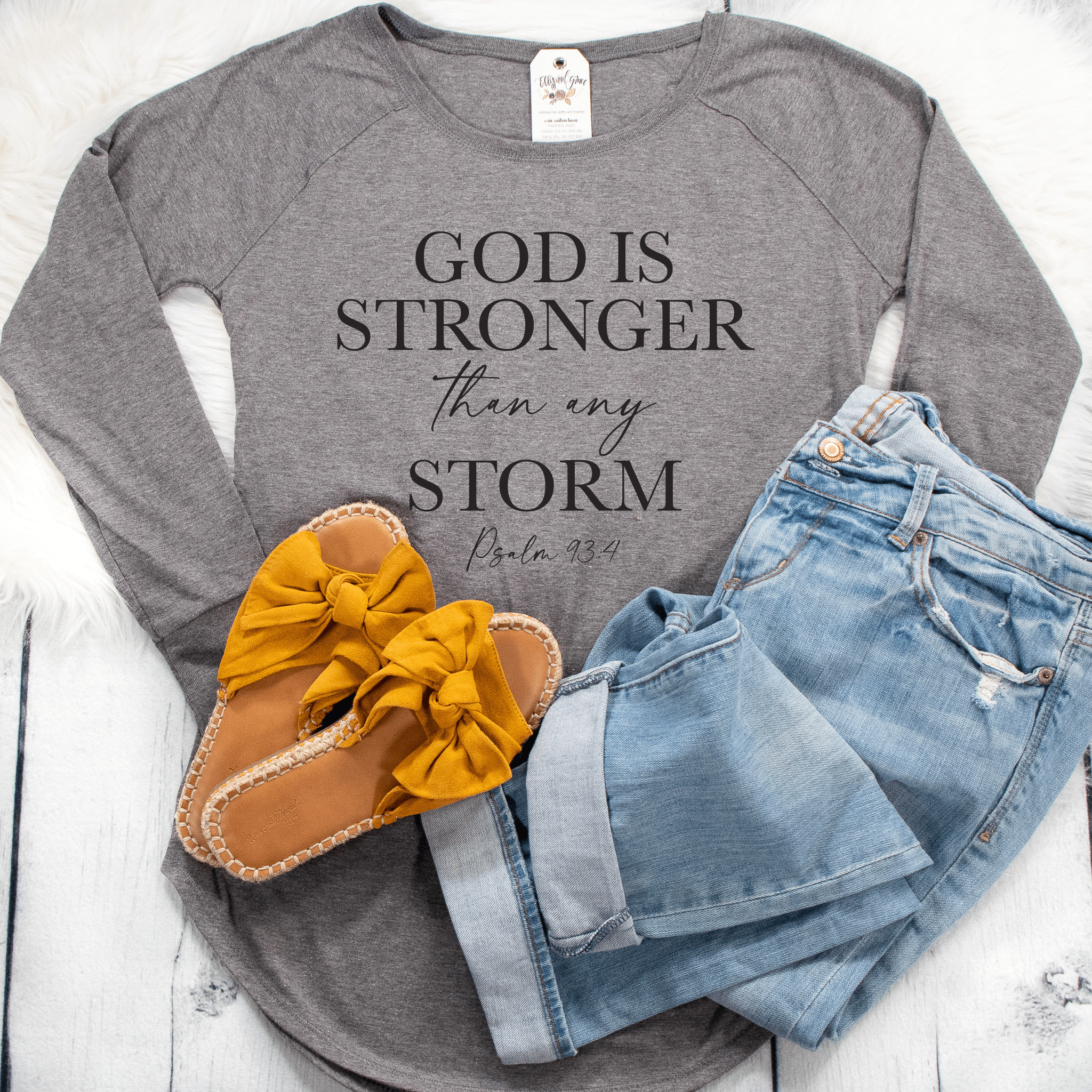God Is Stronger Than Any Storm Christian Tunic Tee