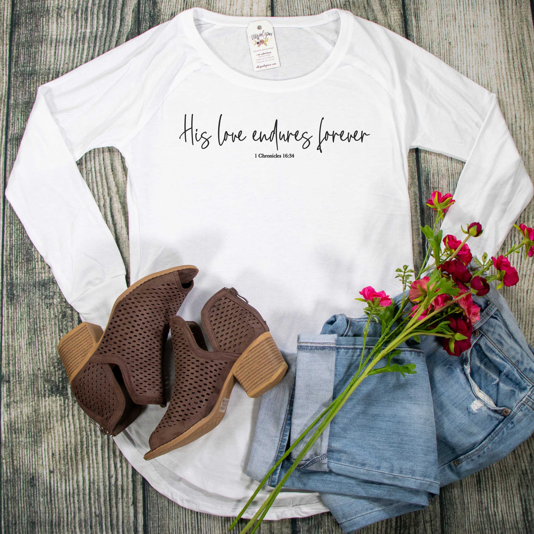ellyandgrace DT132L His Love Endures Forever Tunic Tee