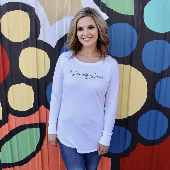 ellyandgrace DT132L His Love Endures Forever Tunic Tee