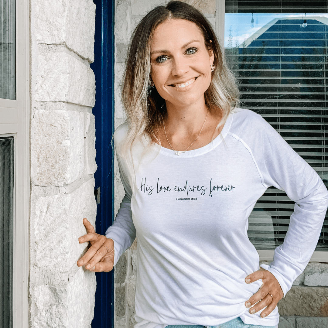 ellyandgrace DT132L His Love Endures Forever Tunic Tee