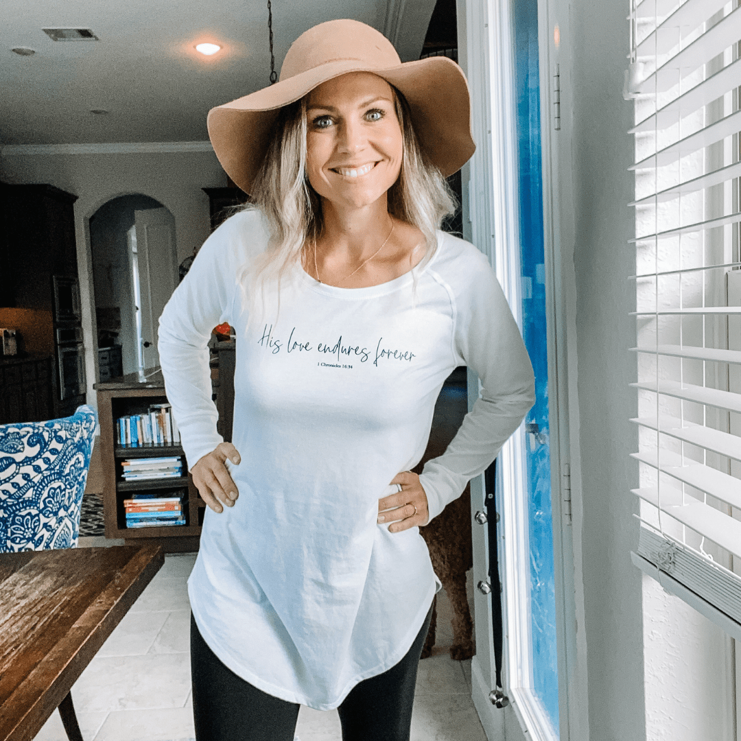 ellyandgrace DT132L His Love Endures Forever Tunic Tee