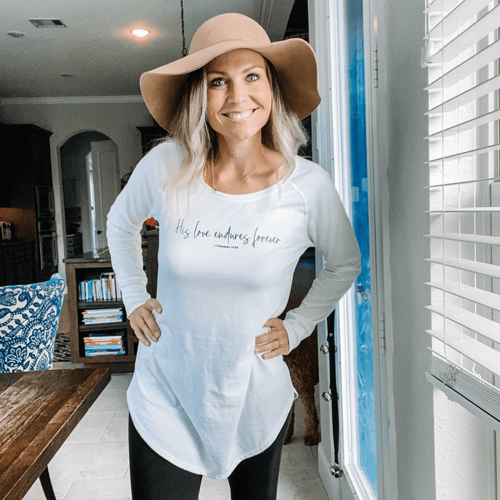 ellyandgrace DT132L His Love Endures Forever Tunic Tee