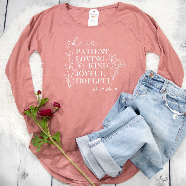ellyandgrace DT132L Ladies XS / Blush Frost She is Mama Tunic Tee
