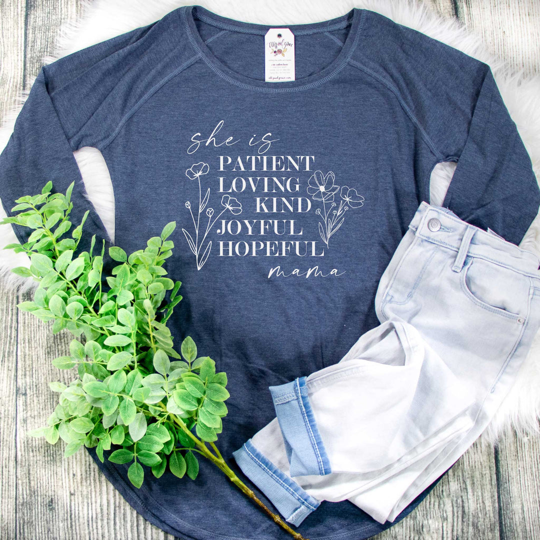 ellyandgrace DT132L Ladies XS / Navy Frost She is Mama Tunic Tee