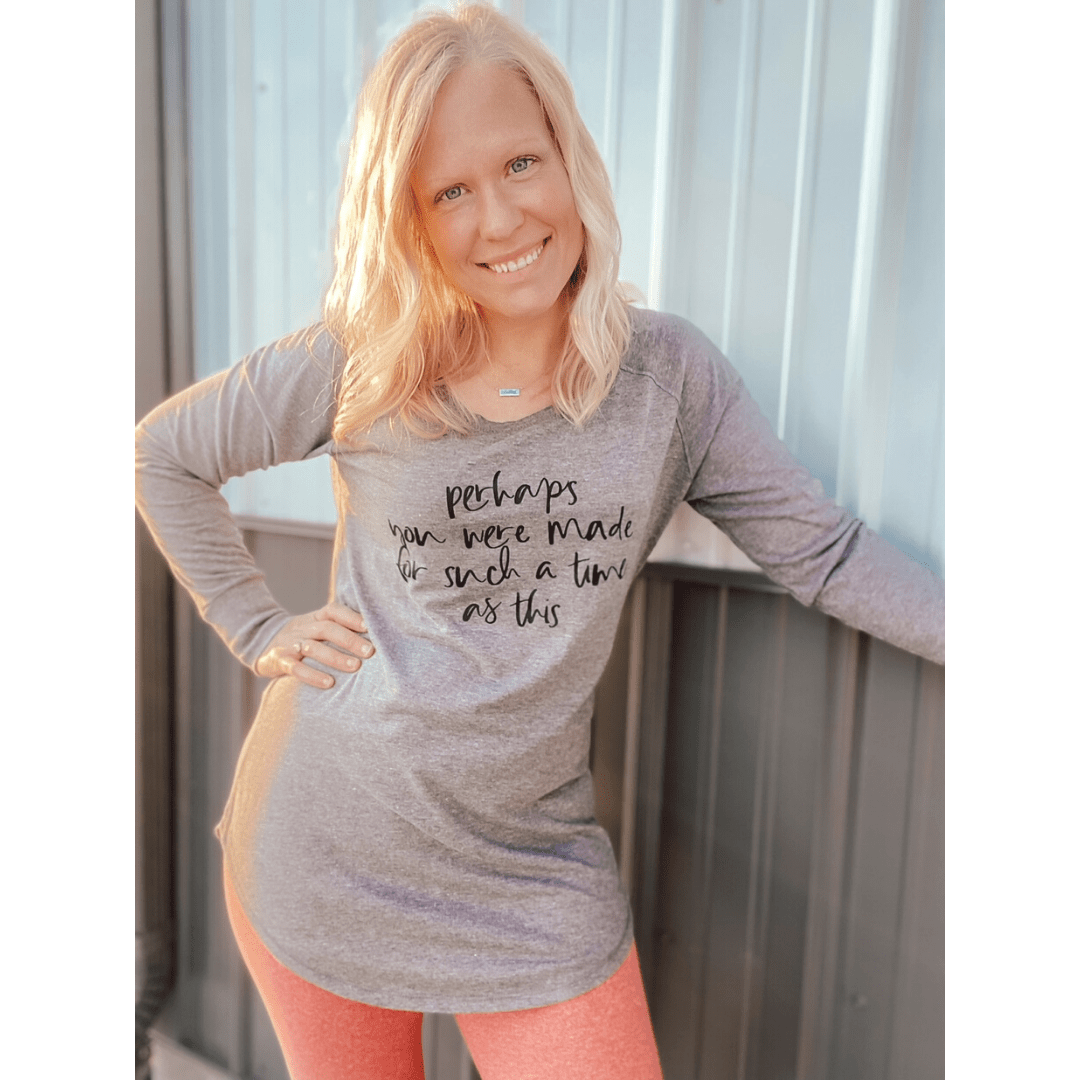 ellyandgrace DT132L Perhaps You Were Made for Such a Time as This Tunic Tee
