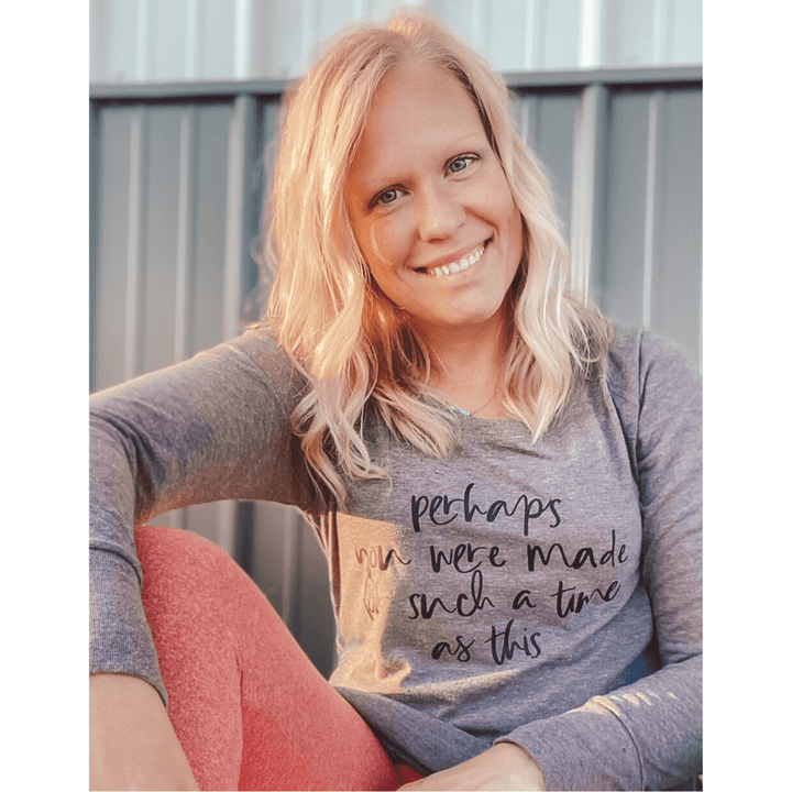 ellyandgrace DT132L Perhaps You Were Made for Such a Time as This Tunic Tee