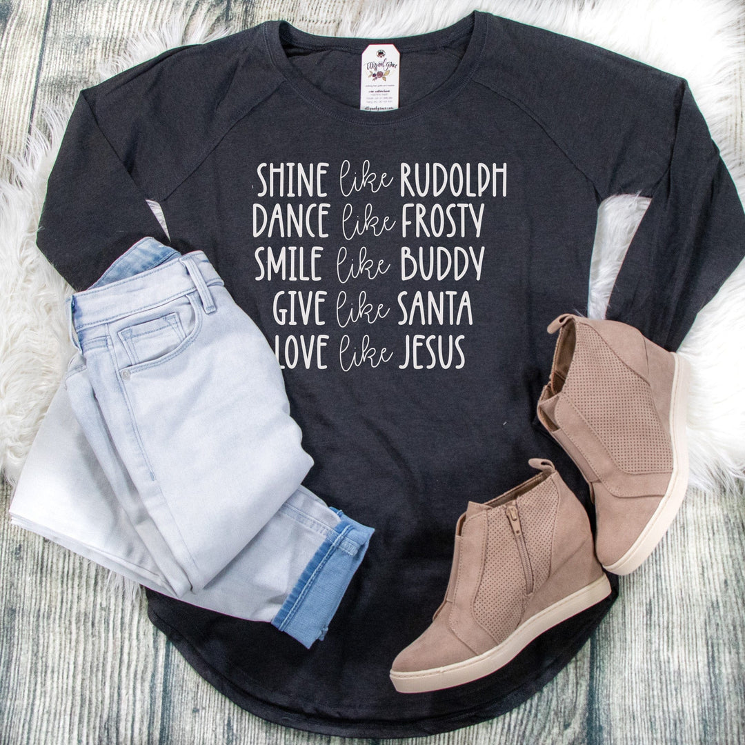ellyandgrace DT132L Shine Like Rudolph Tunic Tee