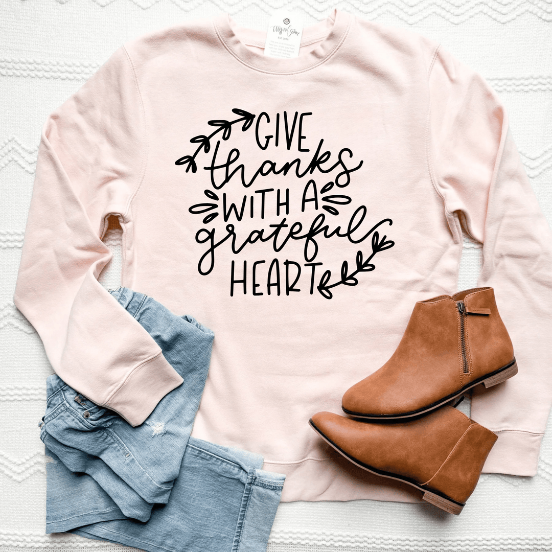 ellyandgrace DT6104 Give Thanks With a Grateful Heart Classic Sweatshirt