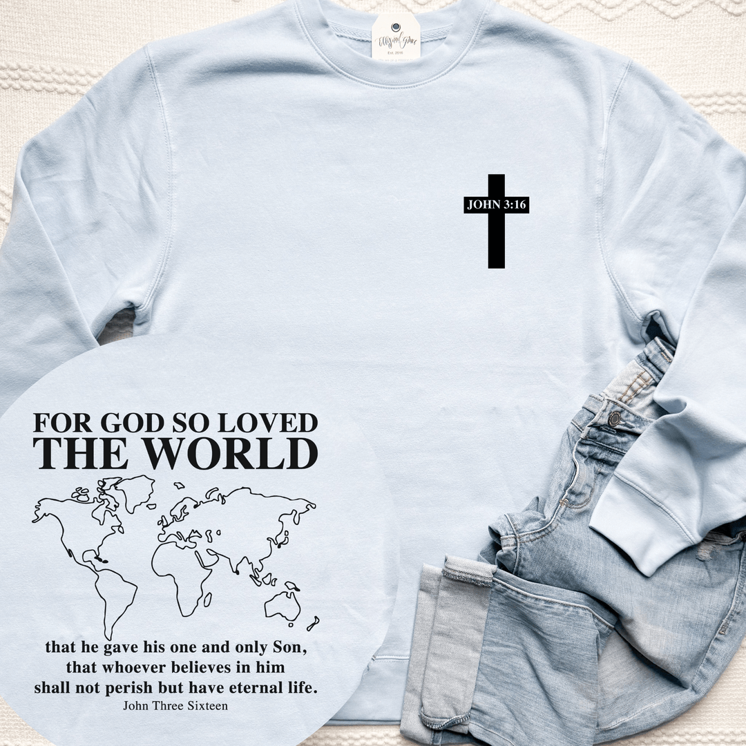 ellyandgrace DT6104 Map John 3:16 Classic Sweatshirt