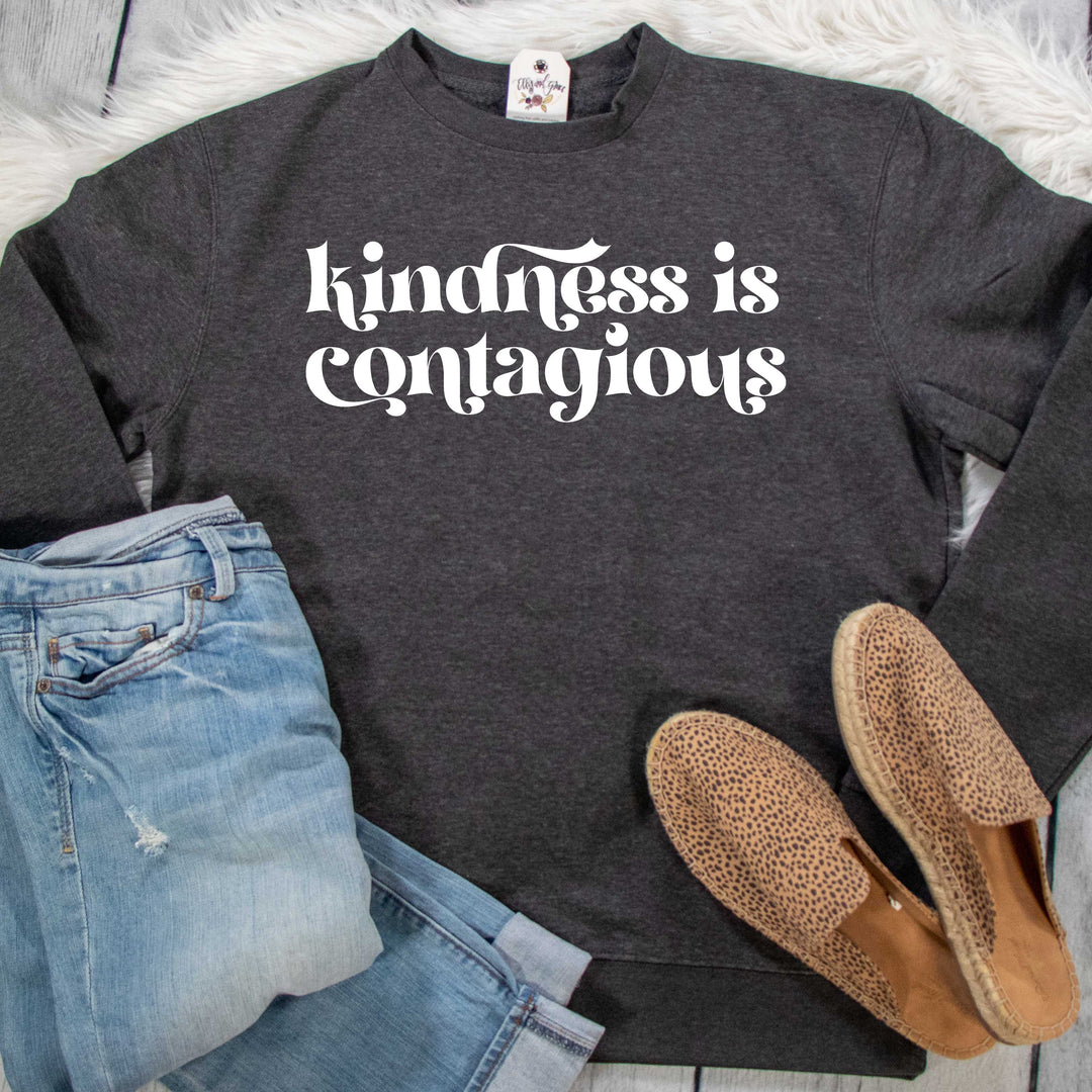 ellyandgrace DT6104 Unisex Small / Heather Charcoal Kindness is Contagious Classic Christian Sweatshirt