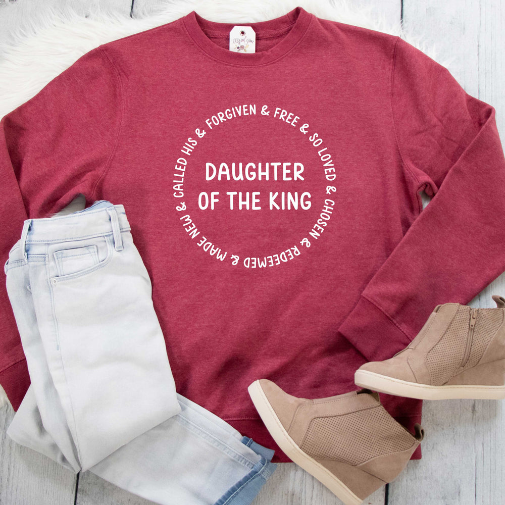 ellyandgrace DT6104 Unisex XS / Heather Cardinal Daughter of The King Classic Sweatshirt