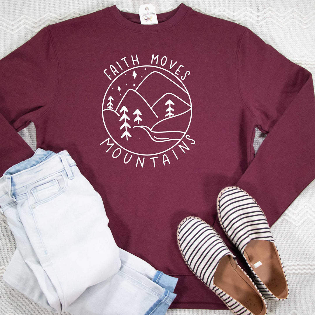 ellyandgrace DT6104 Unisex XS / Plum Faith Moves Mountains Classic Sweatshirt