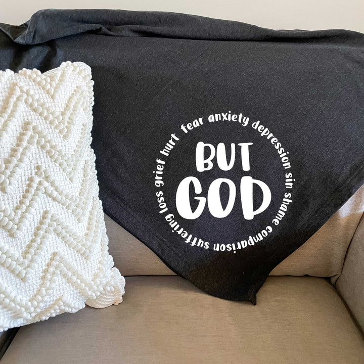 ellyandgrace DT81 But God Fleece Christian Blanket