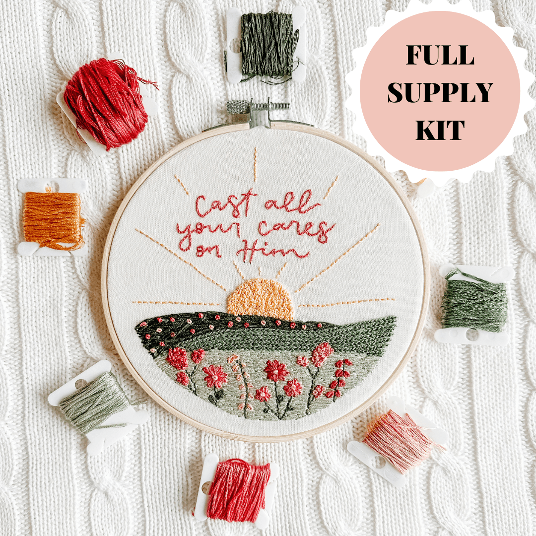 ellyandgrace Embroidery Kit Cast All Your Cares Embroidery Kit